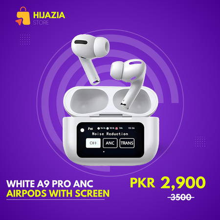 White A9 Pro ANC AirPods with Screen | Bluetooth 5.4