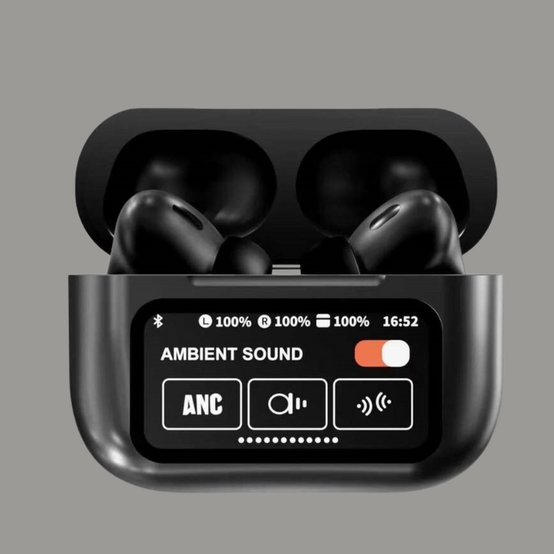 Black A9 Pro ANC AirPods with Screen | Bluetooth 5.4