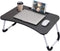 Laptop Table | Black Color | Foldable Legs, Tablet Groove & Cup Slot | Perfect for Working, Reading, Writing, and Eating