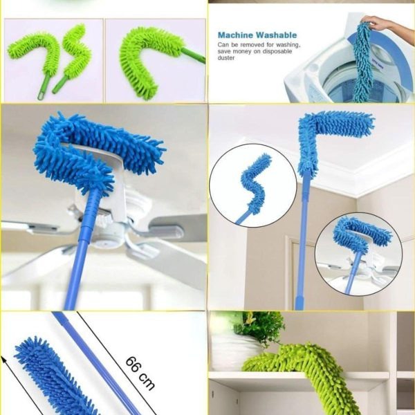 Flexible Micro-Fiber Duster With Telescopic Stainless Steel Handle for Fan Cleaning Specially